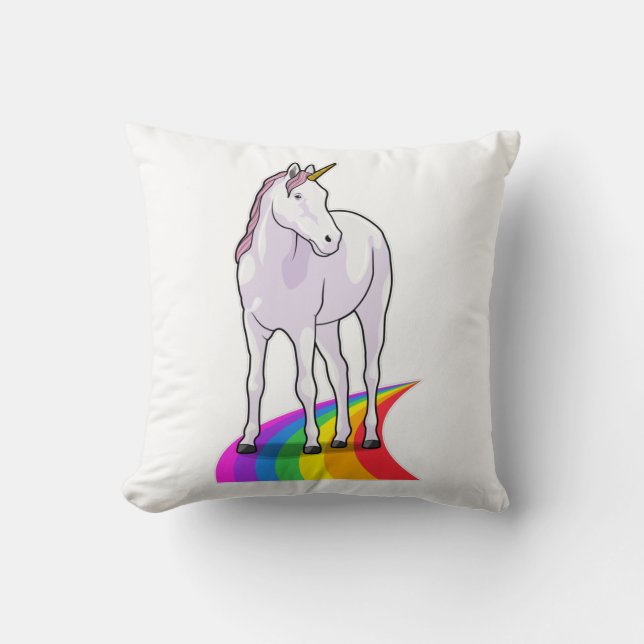 Coussin Unicorne avec arc-en-ciel (Recto)