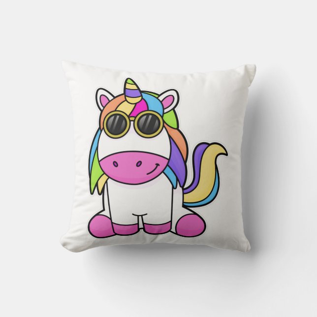 Coussin Unicorne avec lunettes de soleil (Recto)