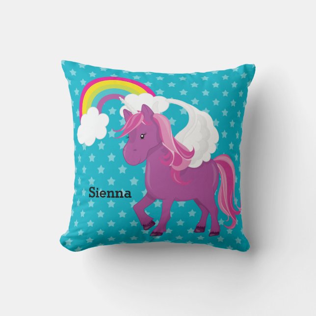 Coussin Unicorne * Choisissez votre couleur arrière - plan (Recto)