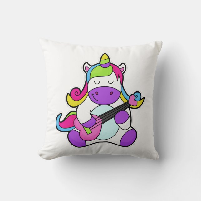 Coussin Unicorne en tant que musicien avec guitare (Recto)