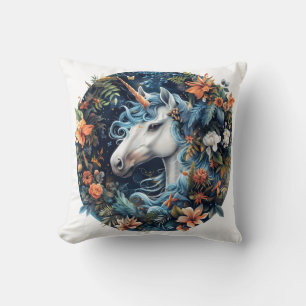 Coussin Unicorne et fleurs design imaginaire