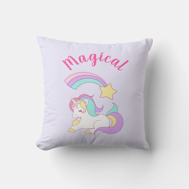 Coussin Unicorne magique avec Rainbow Shooting Star (Recto)