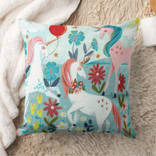 Coussin Unicorne mignonne filles arc-en-ciel