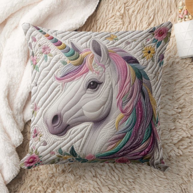 Coussin Unicorne quadrillée (Couverture)