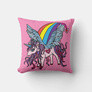 Coussin Unicorne rose Pegasus