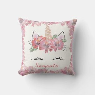 Coussin Unicorne, Visage Unicorne, personnalisée, girly, f