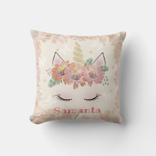 Coussin Unicorne, Visage Unicorne, personnalisée, girly, f
