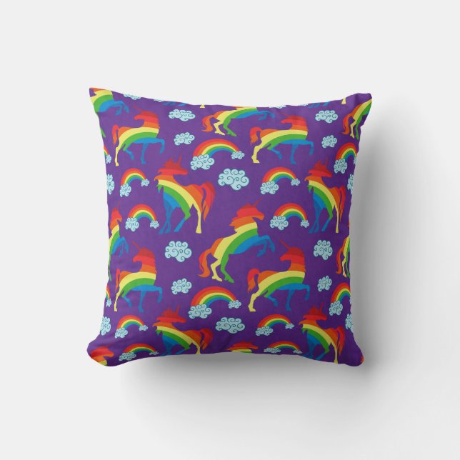 Coussin Unicornes arc-en-ciel (Recto)