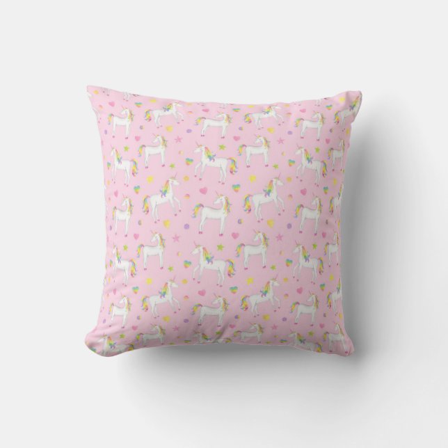 Coussin Unicornes magiques en rose (Recto)