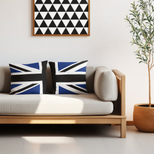 Coussin Union Jack demi noir et bleu