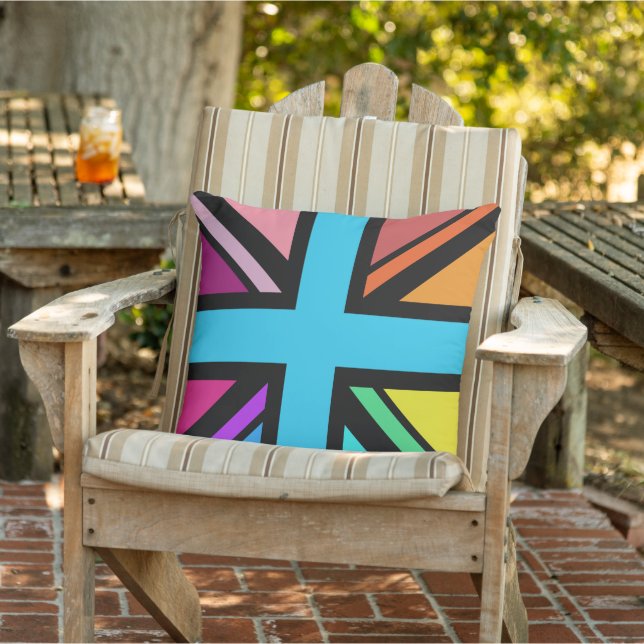 Coussin Union Jack/Drapeau Multicolore+Noir (Chaise)