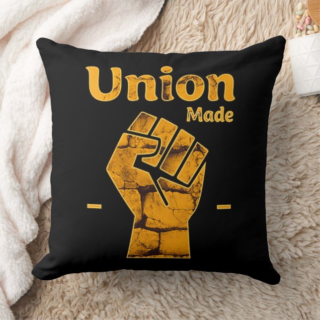 Coussin Union Made Worker Fist Labor Day Design (Couverture)