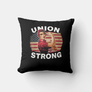 Coussin Union Strong - Fête du Travail Messy Bun USA Drape