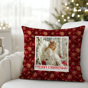 Coussin Unique Ange Rouge Or Nom Personnalisé Meilleur Noë