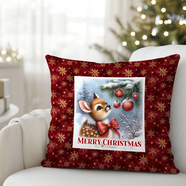 Coussin Unique Baby Deer Snowy Forest Kids Gift Christmas  (Unique Baby Deer Snowy Forest Kids Gift Christmas Pillow

)
