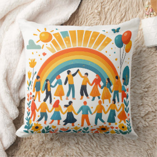 Coussin Unity Rainbow Community Decorative Pillow