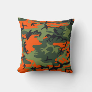 Coussin Urbain Orange Et Camo Vert