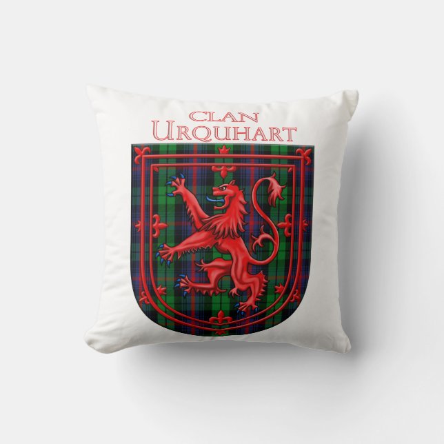 Coussin Urquhart Tartan Scottish Plaid Lion Rampant (Recto)
