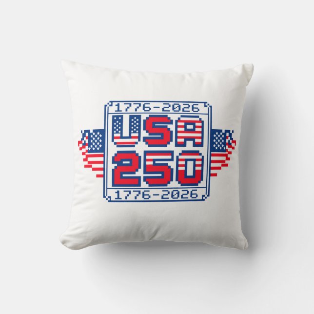 Coussin USA 250 – 1776 to 2026 Pixel Art (Recto)
