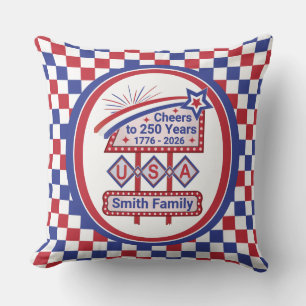 Coussin USA 250 personnalisé - Marquee Rétro Patriotique