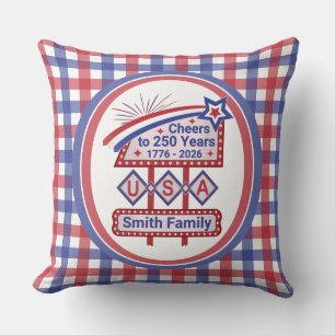Coussin USA 250 personnalisé - Marquee Rétro Patriotique