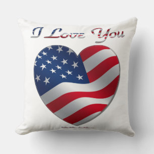 Coussin USA Flag Heart Je t'aime