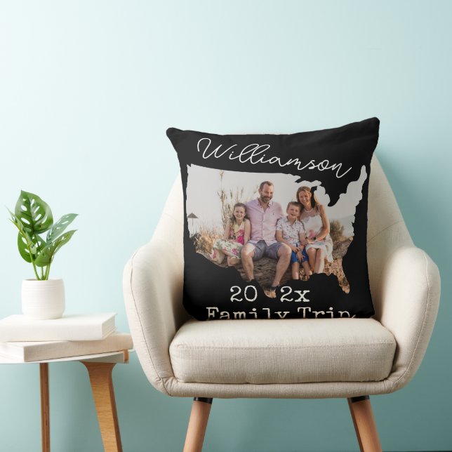Coussin USA Outline Vacation Black Souvenir Family 2 photo (Chaise)