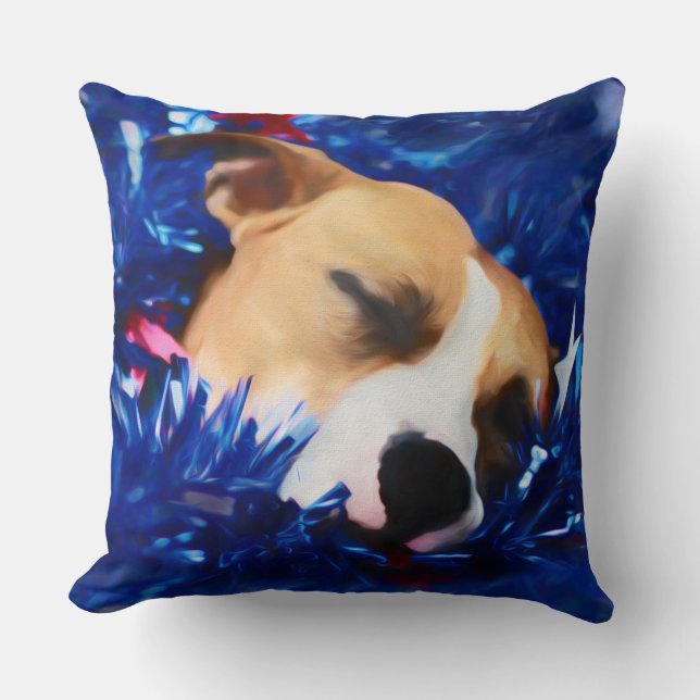 Coussin USA Patriotique Chien American Pit Bull Terrier (Recto)