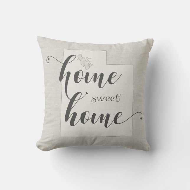 Coussin Utah - Home Sweet Home burlap look (Recto)
