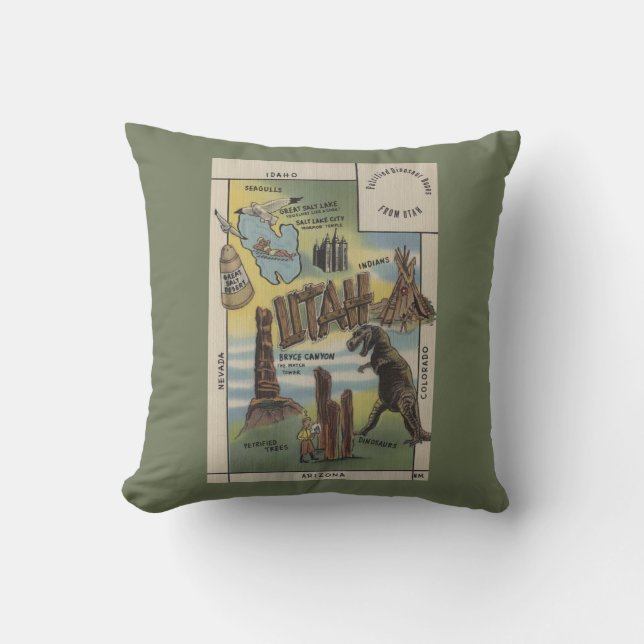 Coussin UtahDepictions des sites à voir dans UtahUtah (Recto)