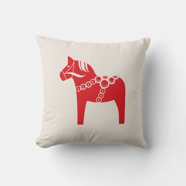 Coussin Vacances d'Art Scandinave Cheval Suédois Rouge (Recto)