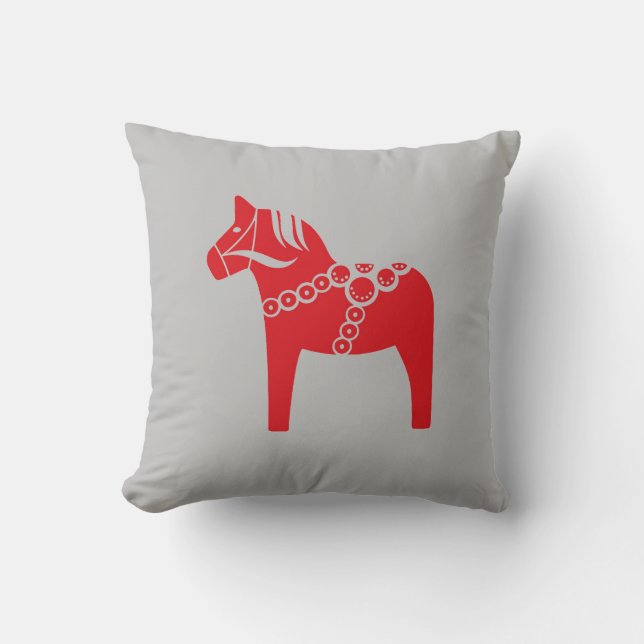 Coussin Vacances d'Art Scandinave Cheval Suédois Rouge (Recto)