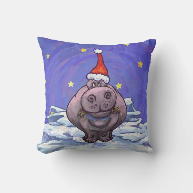 Coussin Vacances de fête d'hippopotame (Recto)
