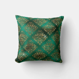 Coussin Vacances de Noël Motif d'or vert