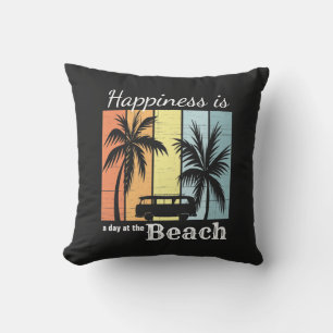 Coussin Vacances d'été Le bonheur est une journée à la pla