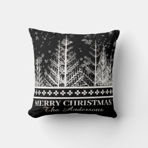 Coussin Vacances d'hiver noir et blanc