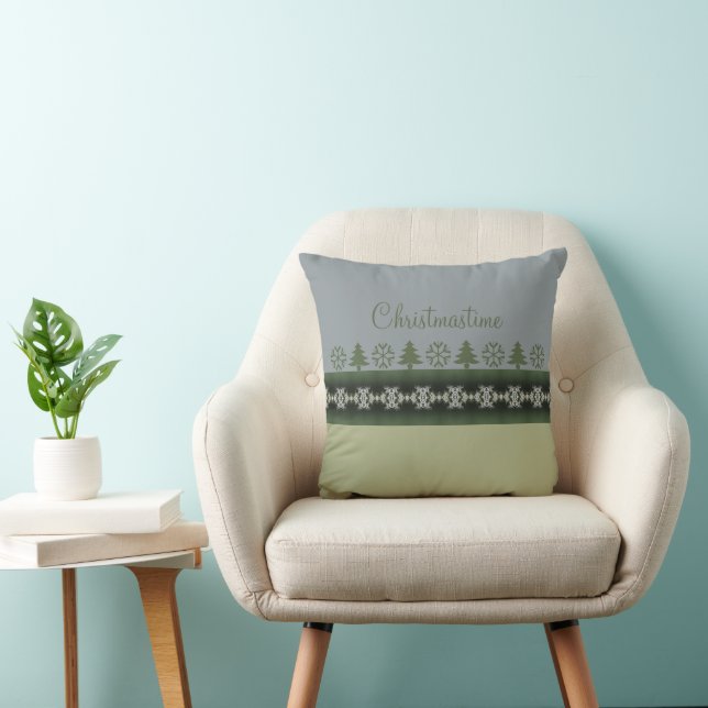 Coussin Vacances Gris et Sage Vert (Chaise)
