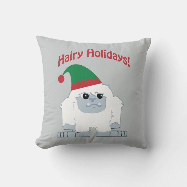 Coussin Vacances poilues ! Yeti de Noël (Recto)