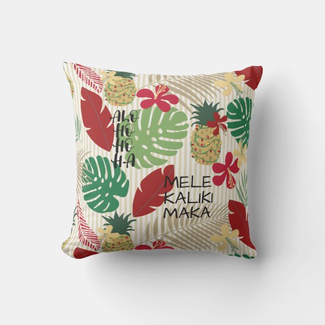 Coussin Vacances tropicales hawaïennes ALO-HO-HA (Recto)