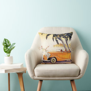 Coussin Vacances vintage en voiture convertible