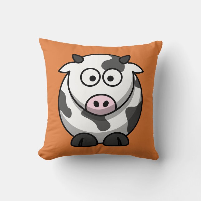 Coussin Vache à bande dessinée sur l'orange (Recto)