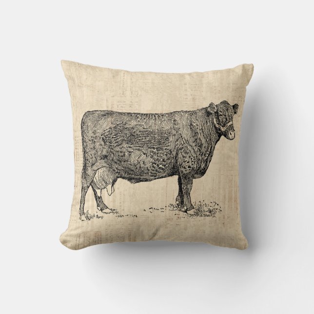 Coussin Vache de campagne illustrée (Recto)