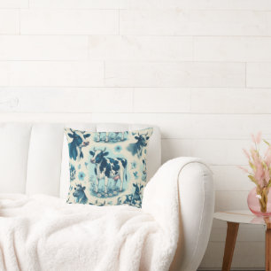 Coussin Vache de ferme vintage sans joint