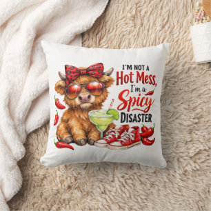 Coussin Vache des Highlands fouillis amusant humoristique