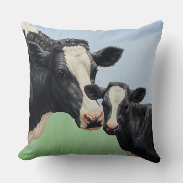 Coussin Vache et veau Holstein (Recto)