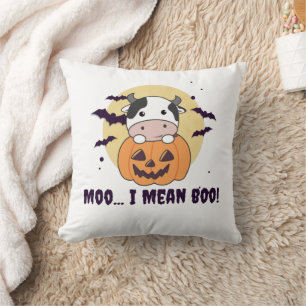 Coussin Vache Ghost Cute Kawaii Halloween Moo I Mean Boo