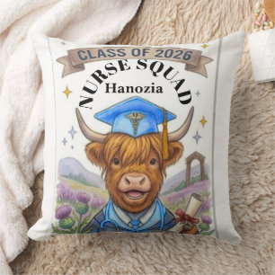 Coussin Vache Highland Watercolor Infirmière Shaggy's Kit 