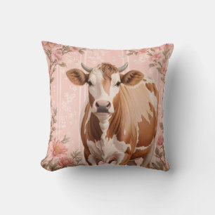 Coussin Vache Jersey Adorable Fleur Rose
