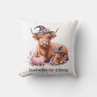 Coussin vache montagnarde et fleur citrouille rose bébé