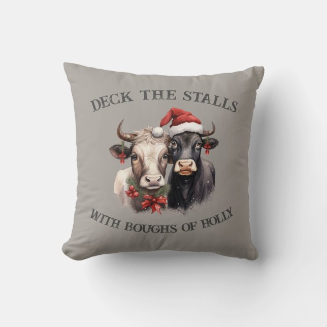 Coussin Vaches de Noël Agritourisme Pays Russe (Recto)